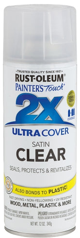 2X Ultra Cover 346952 Spray Paint, Satin, Clear, 12 oz, Can